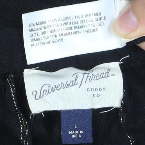 Universal Thread Women's Black Striped Blouse L