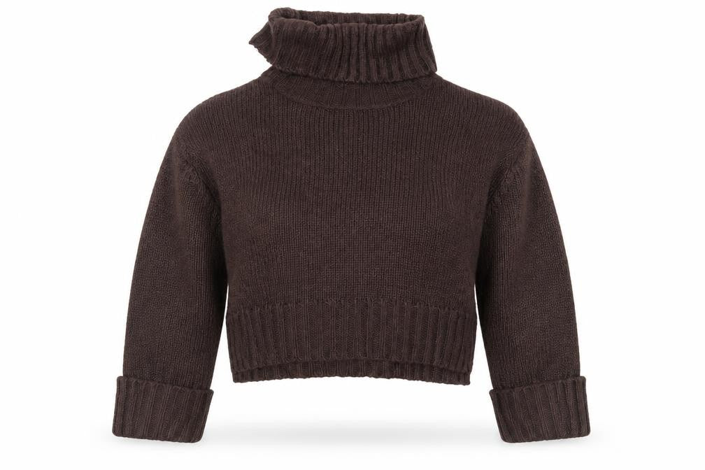Front view of Brave Soul Women's Brown Roll Neck Jumper, size S