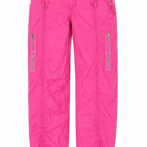 Moto Women's Pink Windbreaker Trousers Size 12, Relaxed Fit