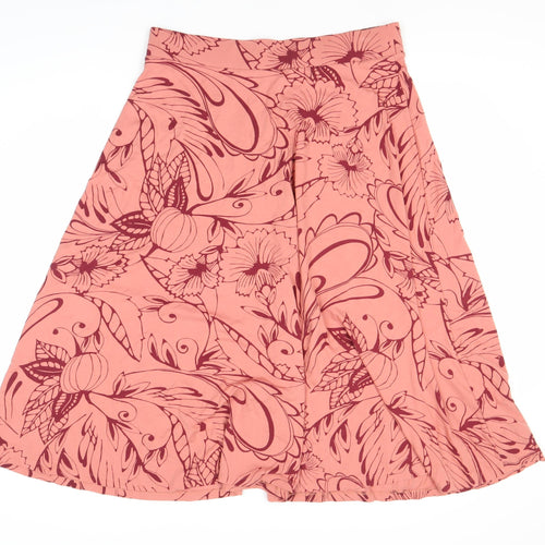 Marks and Spencer Women's Pink Floral A-Line Skirt UK 16