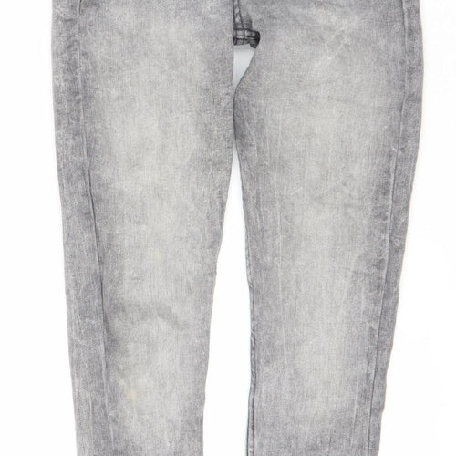 Bershka Women's Grey Skinny High Rise Jeans - Size 8