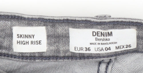 Bershka Women's Grey Skinny High Rise Jeans - Size 8