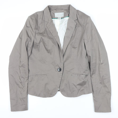 H&M Women's Grey Blazer, Single-Breasted Size 12