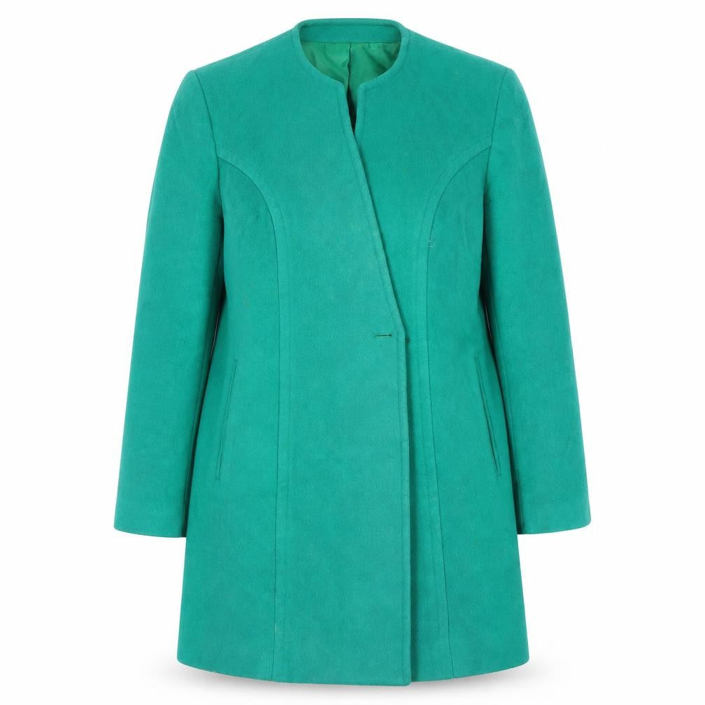 Front view of Alexon Women's Green Mid-Length Wool Coat, size 14
