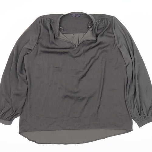 Marks & Spencer Grey Women's Blouse, Size 14 Long Sleeve