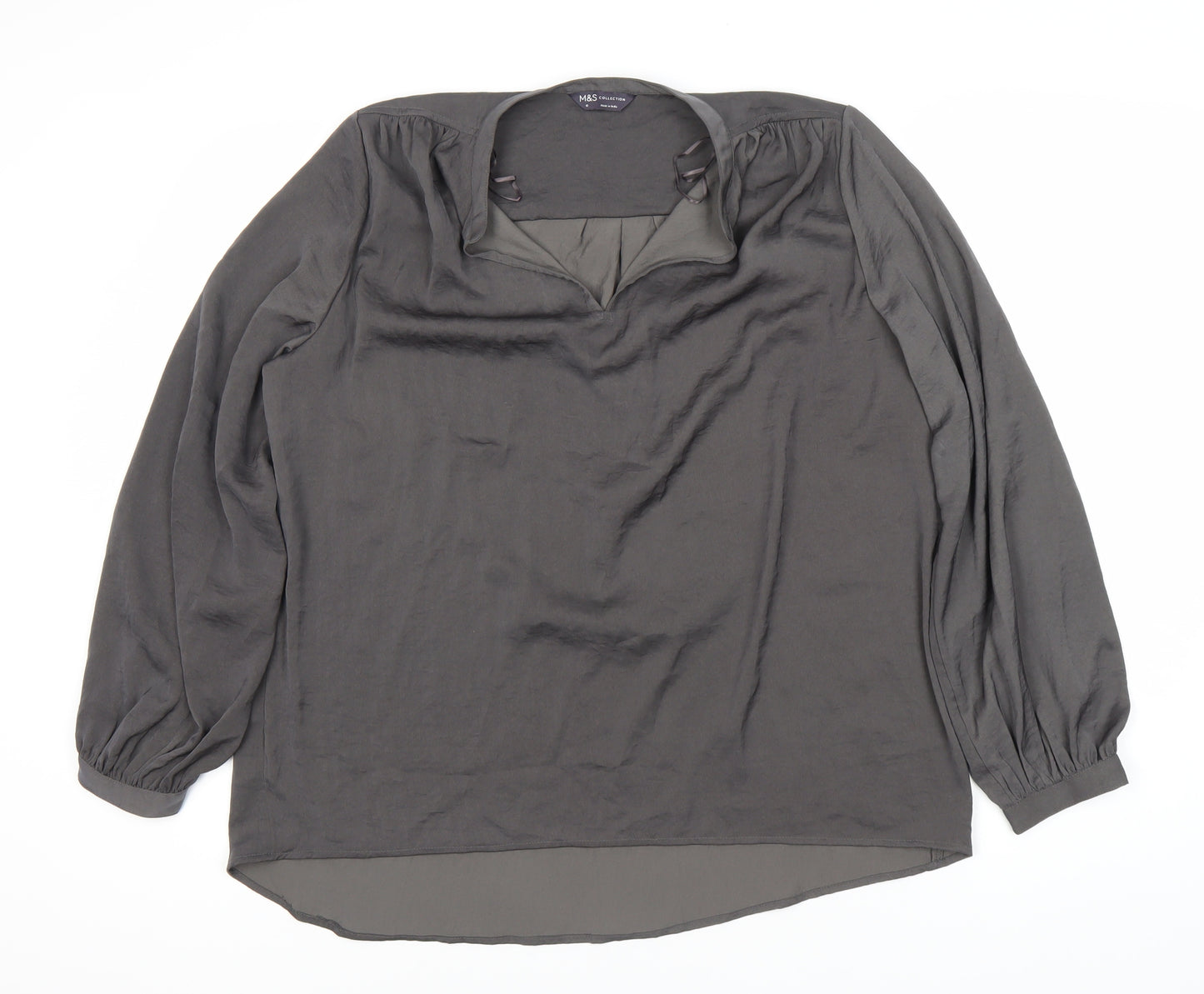 Marks & Spencer Grey Women's Blouse, Size 14 Long Sleeve