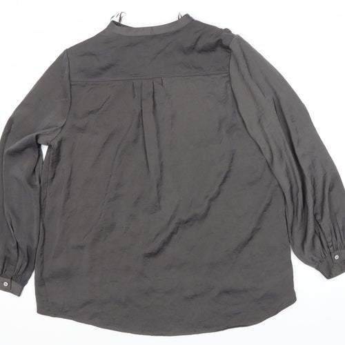 Marks & Spencer Grey Women's Blouse, Size 14 Long Sleeve