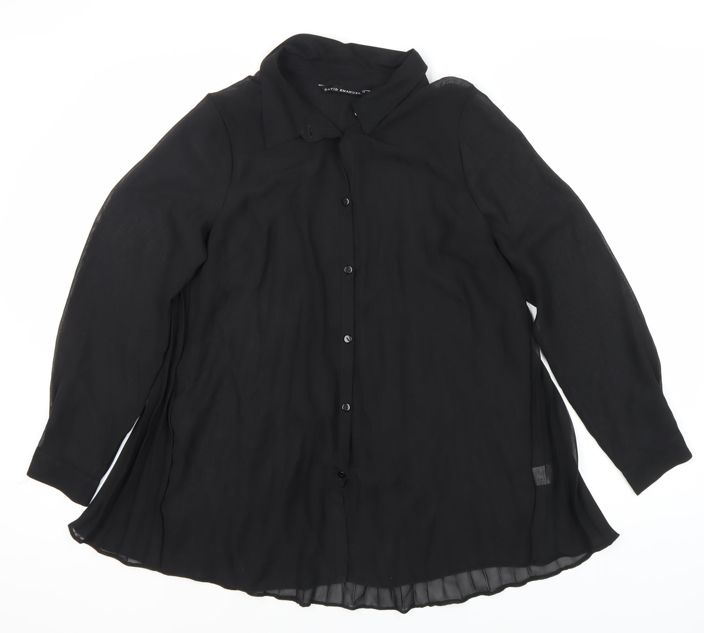 David Emanuel Women's Black Button-Up Blouse Size 12