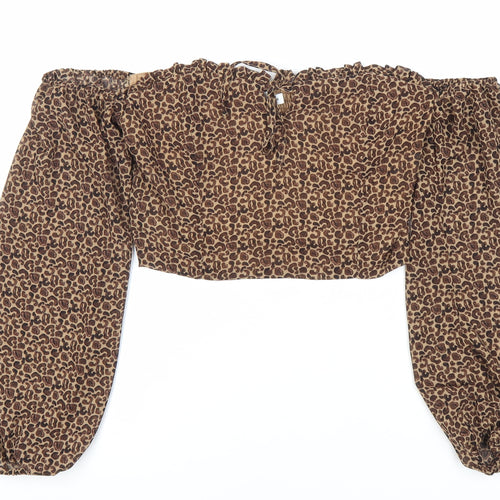 Pamela X Women's Brown Cropped Off Shoulder Top, Size 10