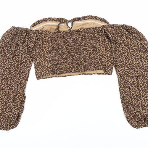 Pamela X Women's Brown Cropped Off Shoulder Top, Size 10