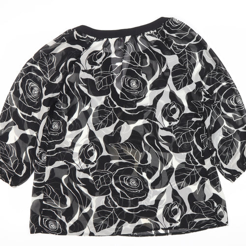 Per Una Women's Black Floral Tunic Blouse Size 12