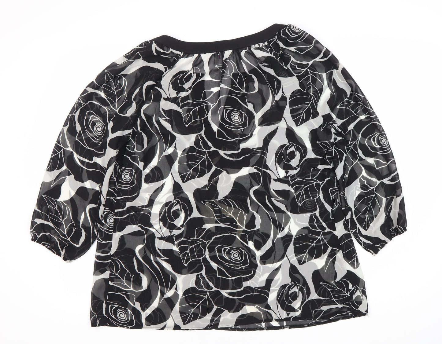 Per Una Women's Black Floral Tunic Blouse Size 12