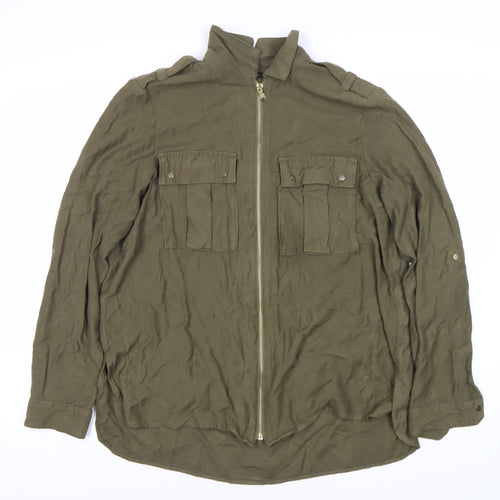 River Island Women's Green Jacket Size 12 with Zip & Pockets