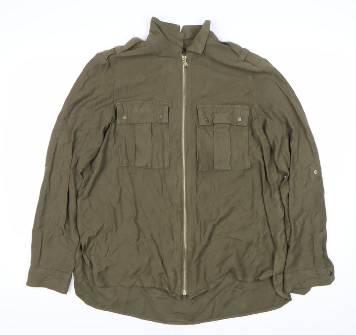 River Island Women's Green Jacket Size 12 with Zip & Pockets