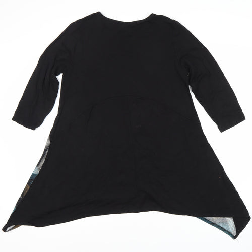 Saloos Women's Black Geometric 3/4 Sleeve Top, Size 14