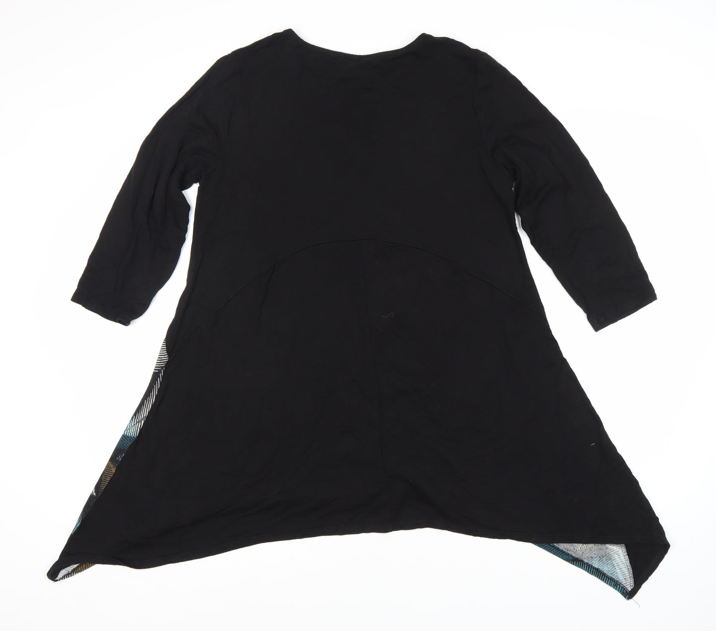 Saloos Women's Black Geometric 3/4 Sleeve Top, Size 14
