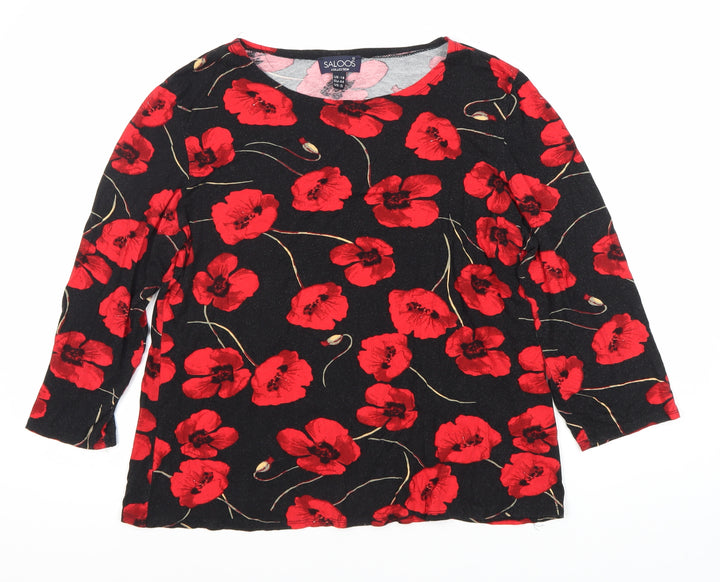 Saloos Women's Black Floral Top Size 18