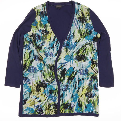 EAST Women's Multicoloured Floral Silk Wool Cardigan Size 16