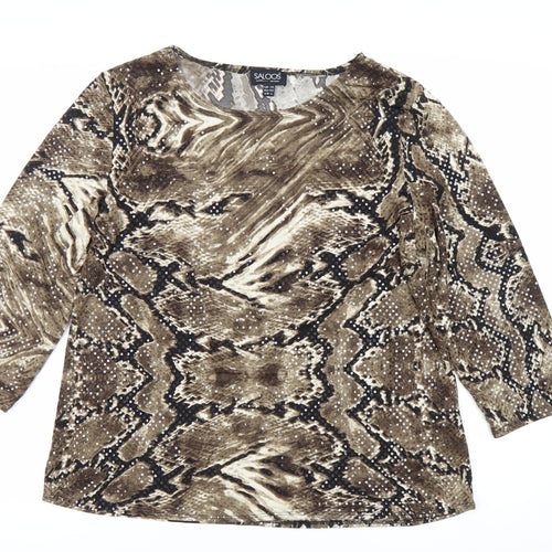 Saloos Women’s Brown Animal Print Blouse Size 16