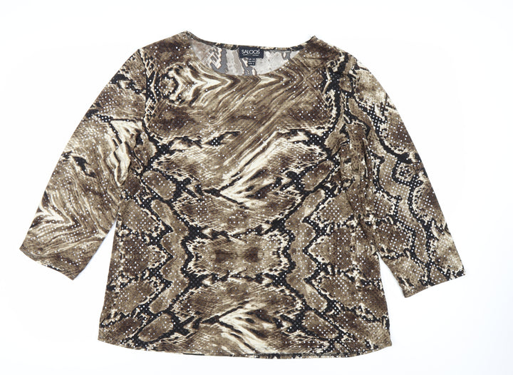 Saloos Women’s Brown Animal Print Blouse Size 16
