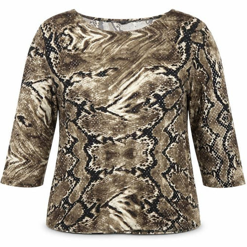 Saloos Women’s Brown Animal Print Blouse Size 16