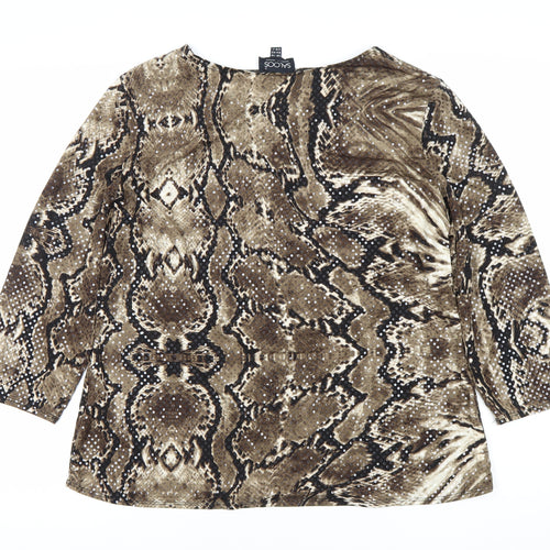 Saloos Women’s Brown Animal Print Blouse Size 16