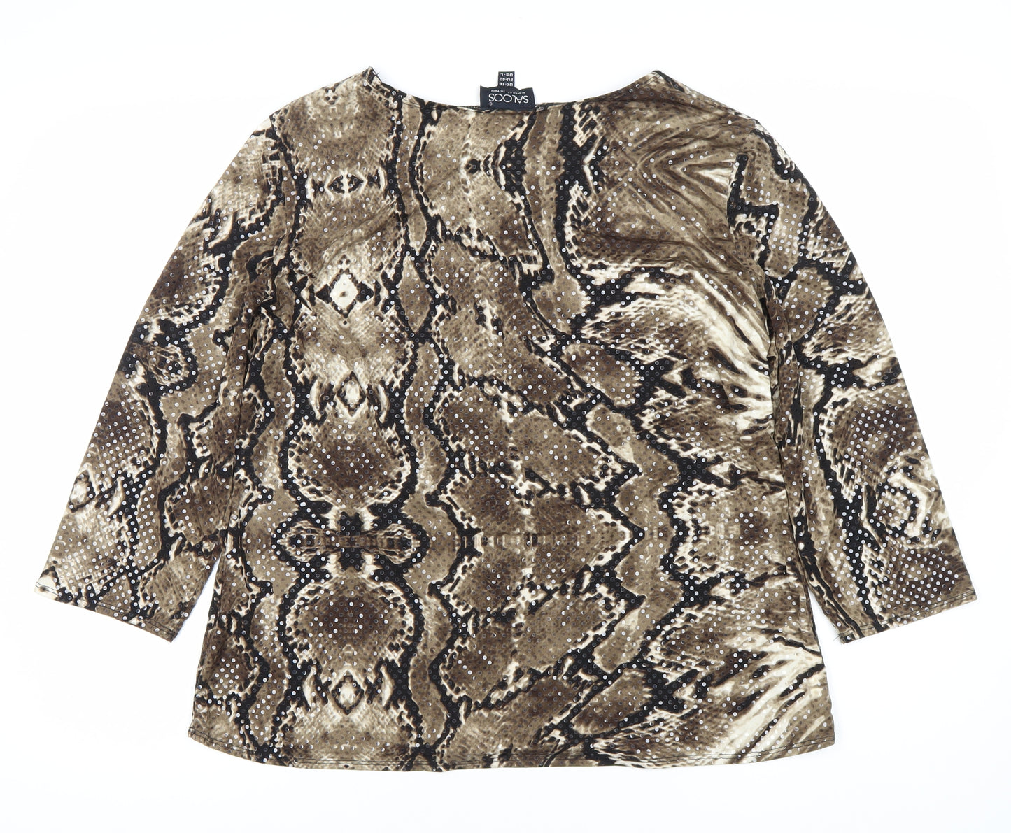 Saloos Women’s Brown Animal Print Blouse Size 16