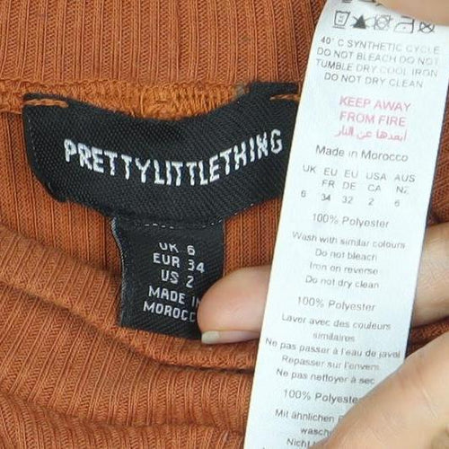 PrettyLittleThing Women's Orange Long Sleeve Dress