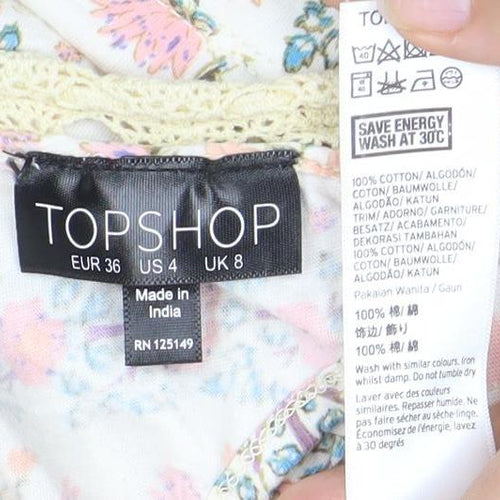 Topshop Women's Floral Strappy Dress Size 8