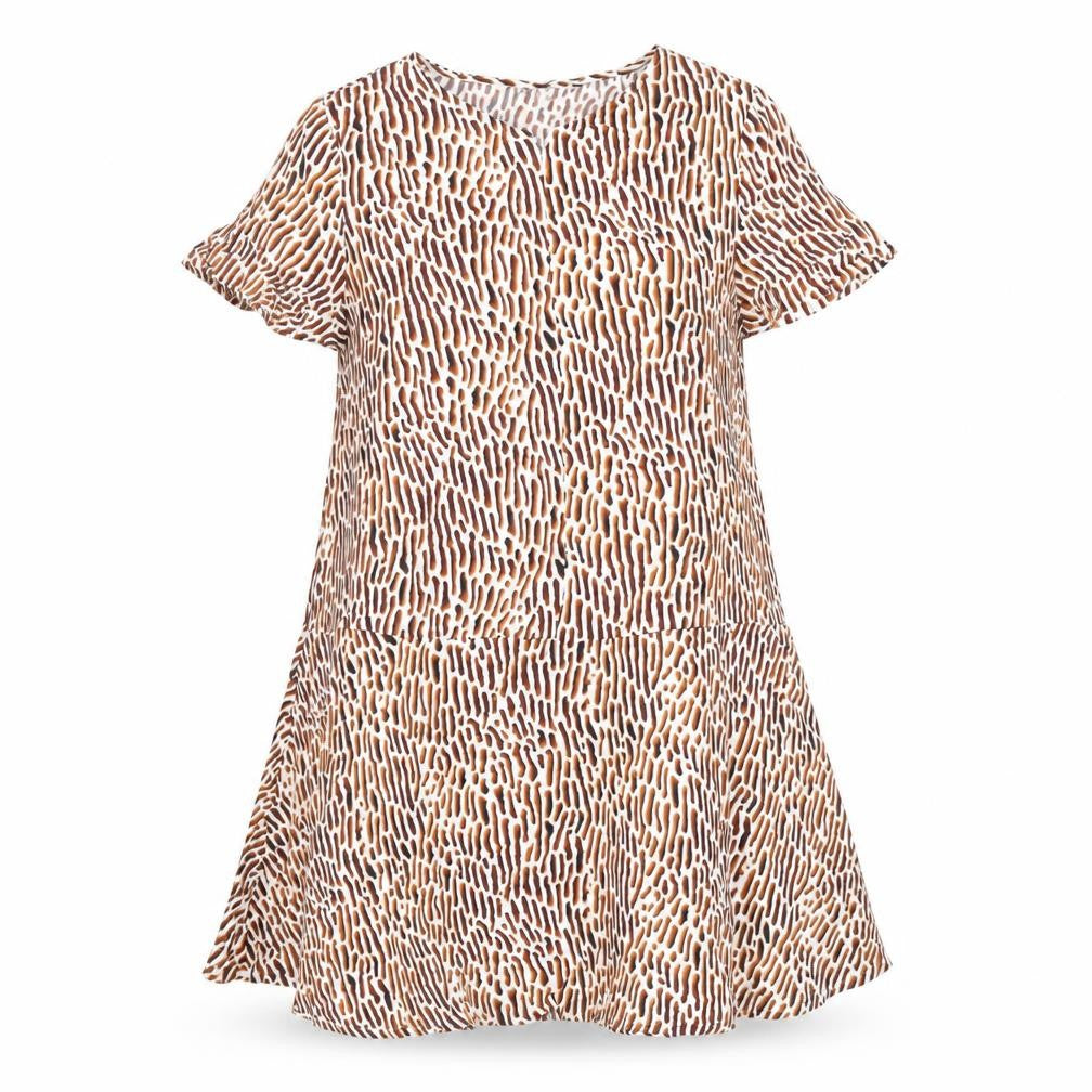 Front view of Weekday Women's Multicoloured Animal Print Shift Dress S