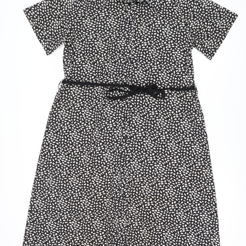 QED London Women's Black Dress Size 12 Animal Print