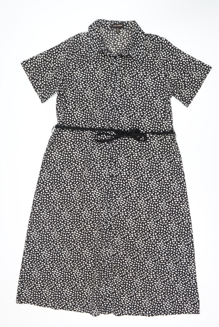 QED London Women's Black Dress Size 12 Animal Print