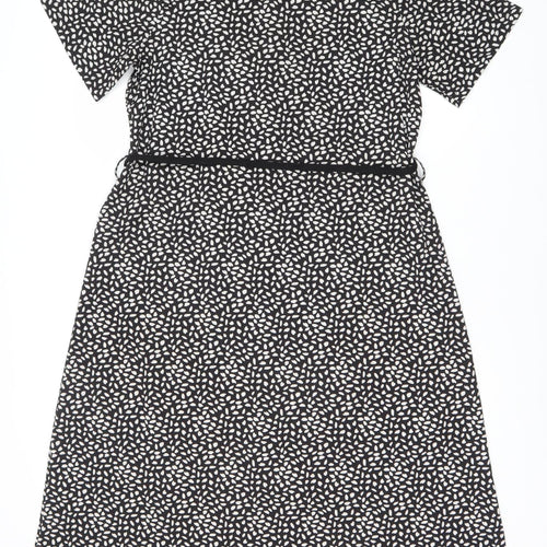 QED London Women's Black Dress Size 12 Animal Print