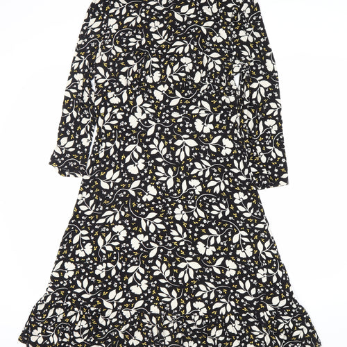 Hobbs Women's Floral Black Midi Dress, Size 12, Spring Casual