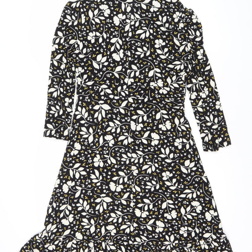 Hobbs Women's Floral Black Midi Dress, Size 12, Spring Casual