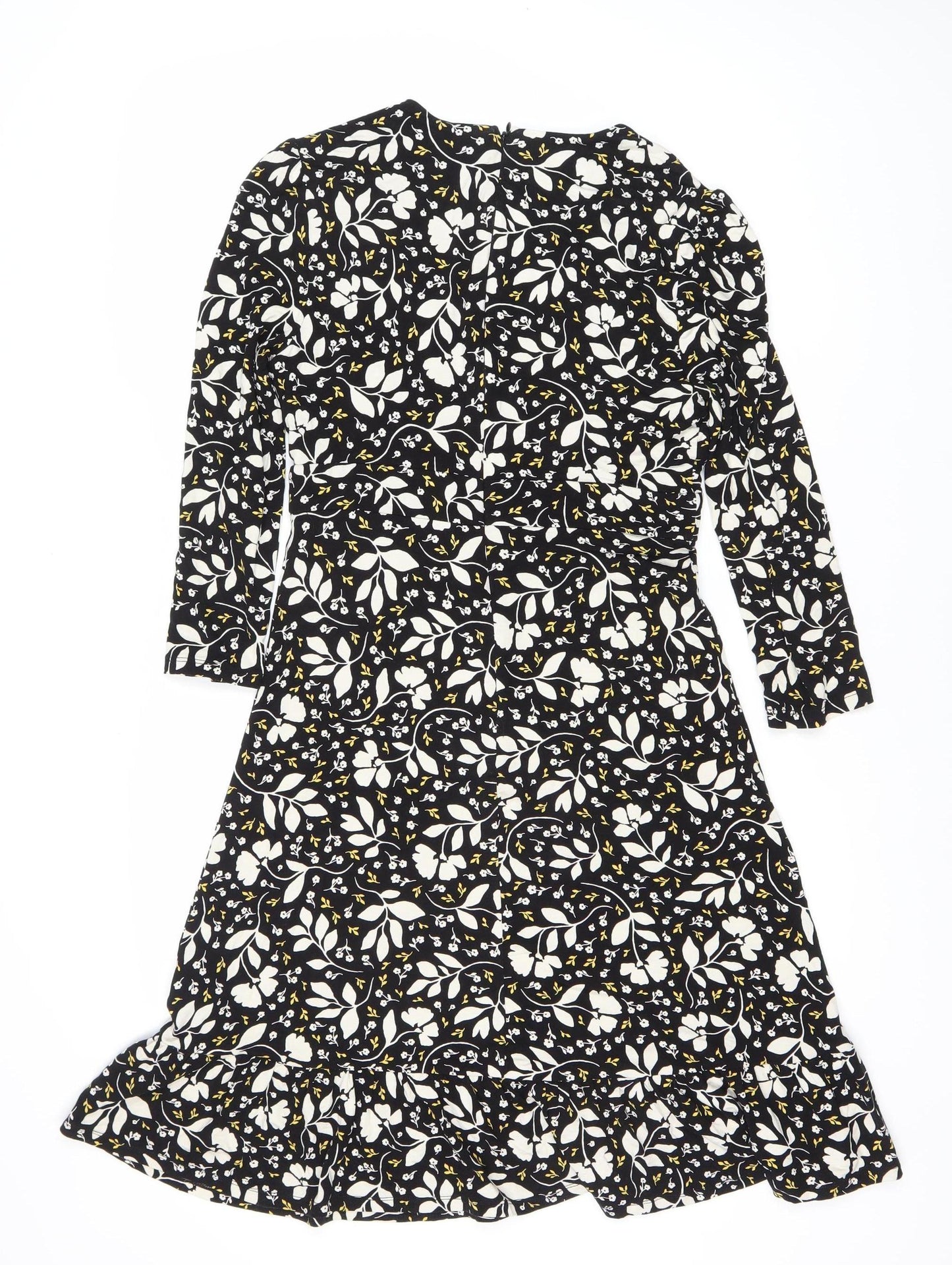 Hobbs Women's Floral Black Midi Dress, Size 12, Spring Casual