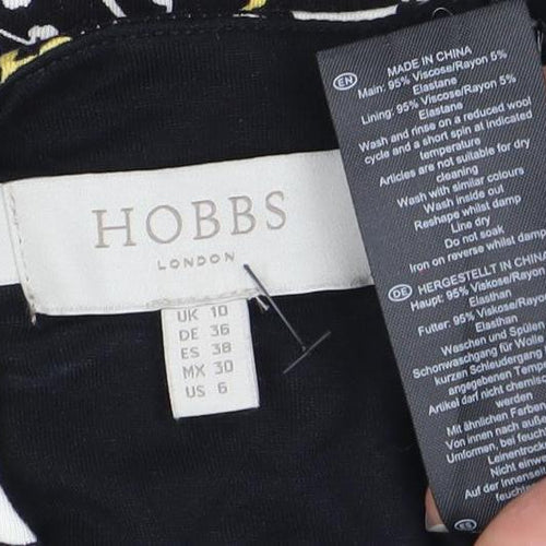 Hobbs Women's Floral Black Midi Dress, Size 12, Spring Casual