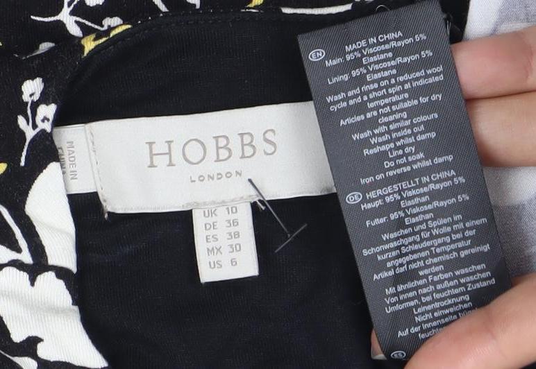 Hobbs Women's Floral Black Midi Dress, Size 12, Spring Casual