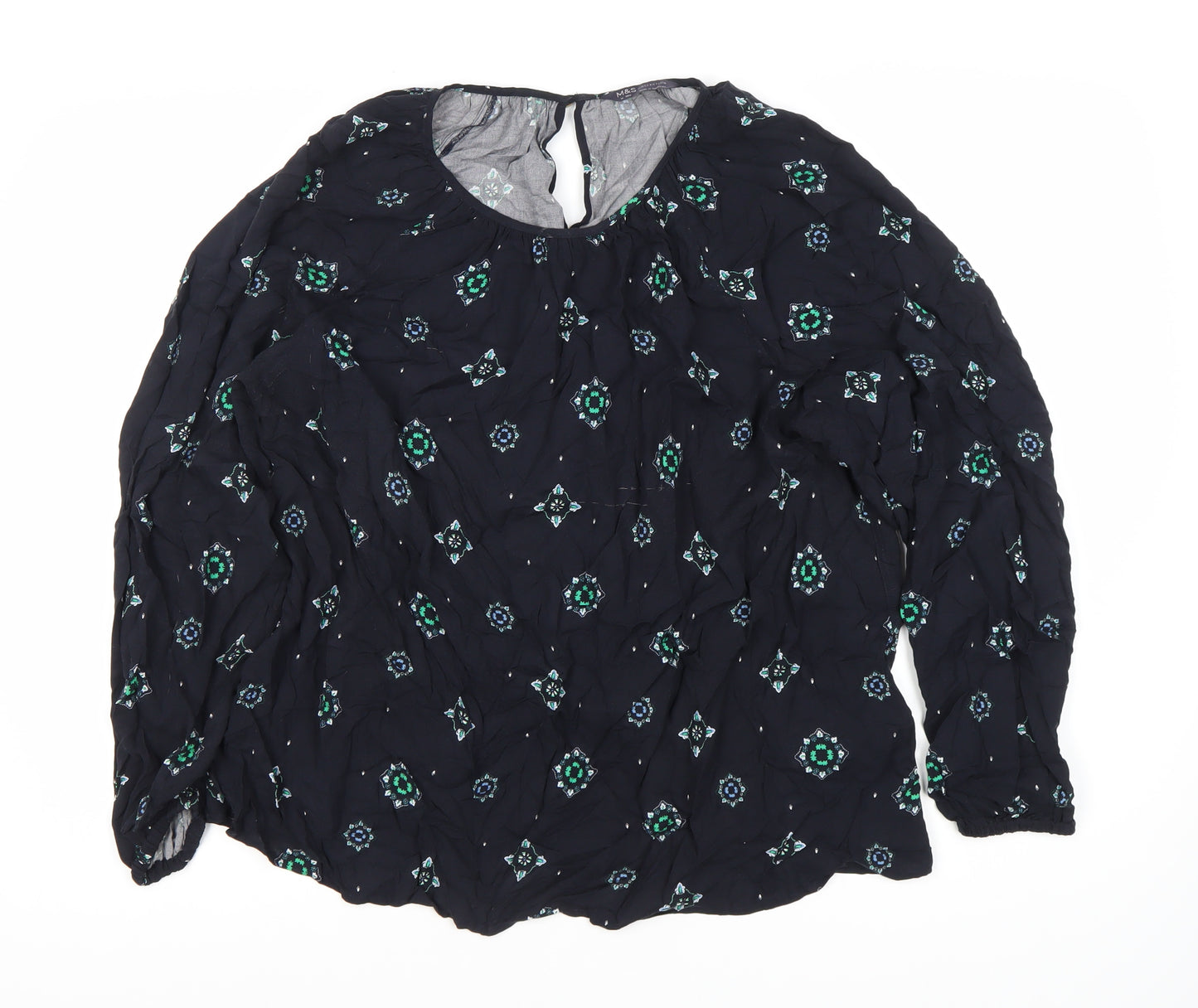 Marks and Spencer Blue Floral Blouse Size 10