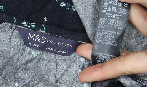 Marks and Spencer Blue Floral Blouse Size 10