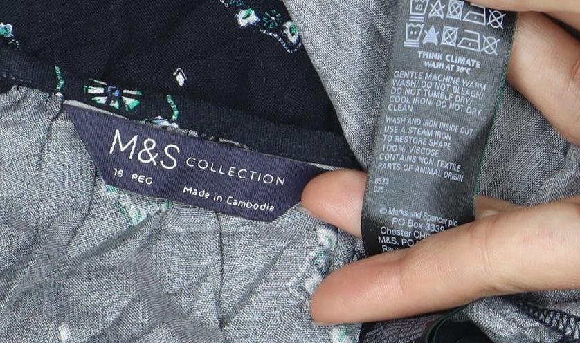 Marks and Spencer Blue Floral Blouse Size 10