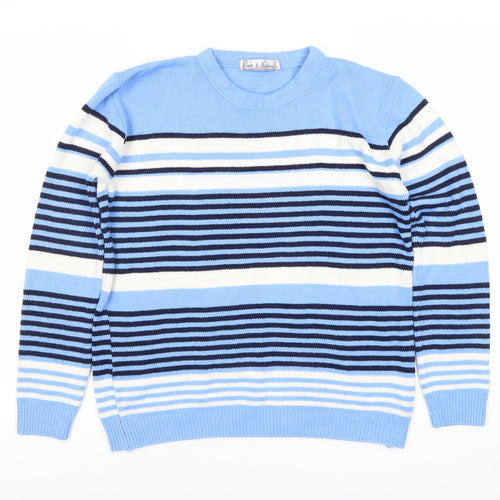 Pier & Helena Women's Blue Striped Pullover Jumper M