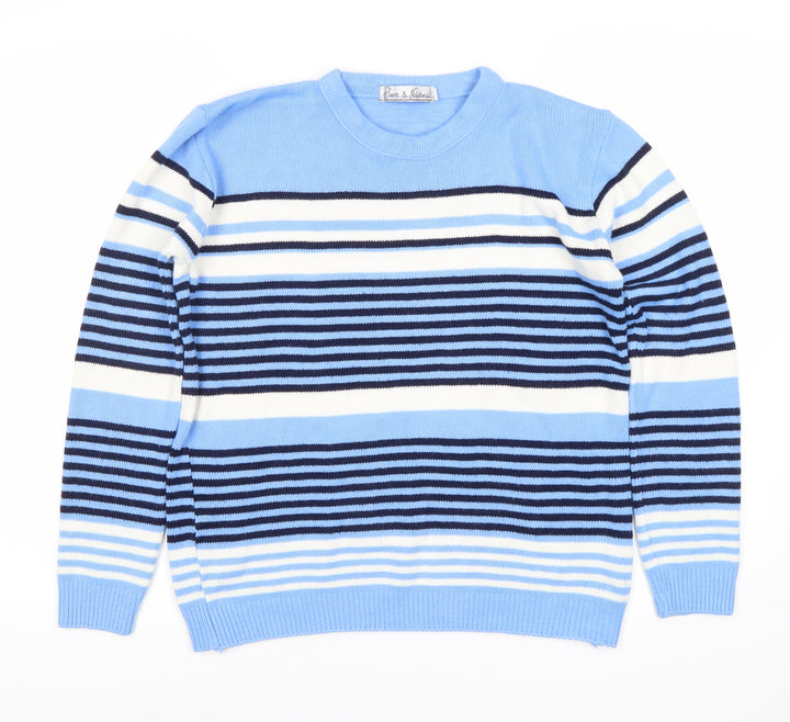 Pier & Helena Women's Blue Striped Pullover Jumper M