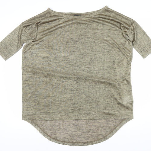 H&M Women's Brown Relaxed T-Shirt, Round Neck, 2XS
