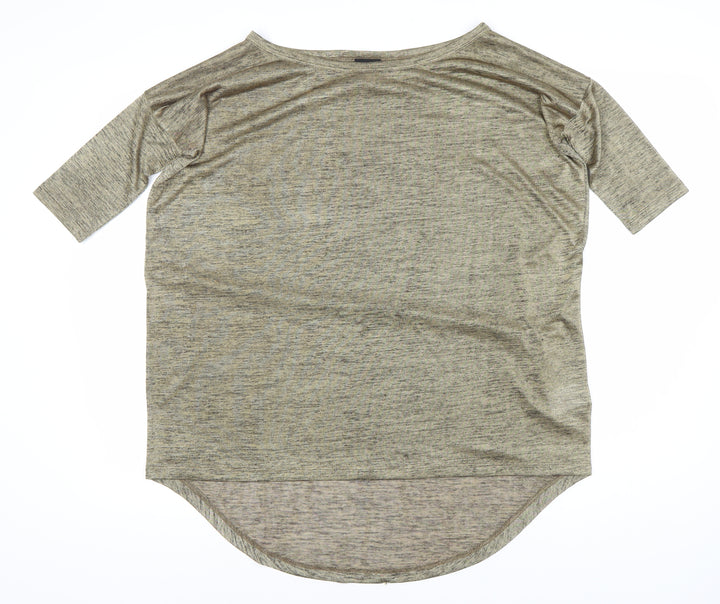 H&M Women's Brown Relaxed T-Shirt, Round Neck, 2XS