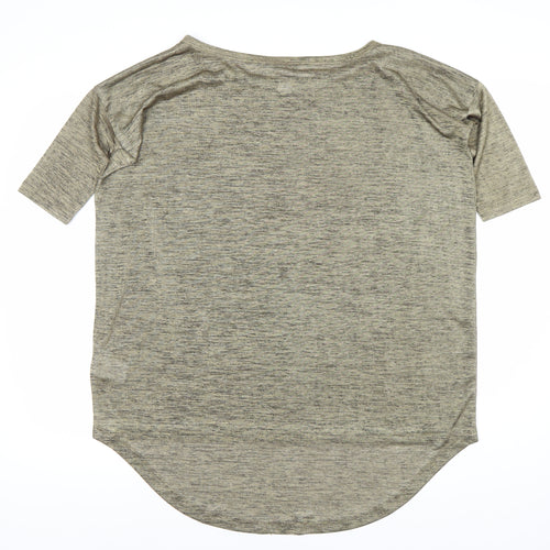H&M Women's Brown Relaxed T-Shirt, Round Neck, 2XS