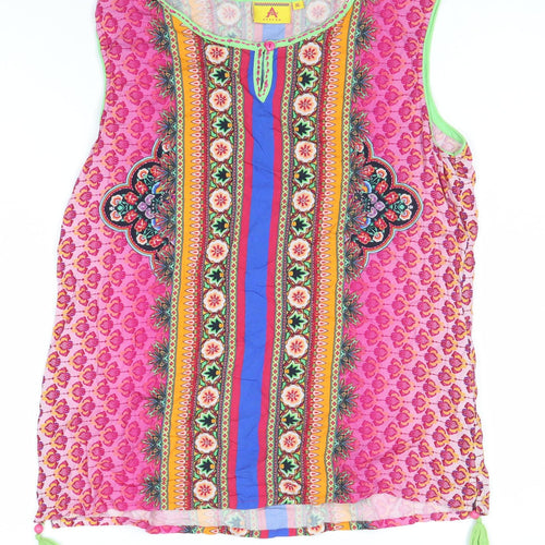 ATEESA Women's Multicoloured Rayon Sleeveless Top XL