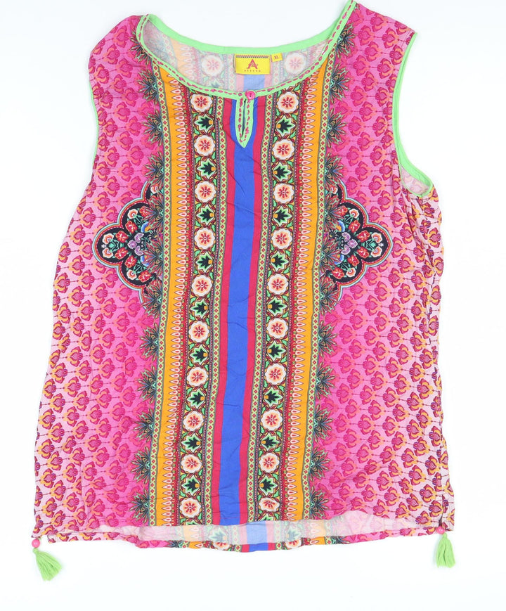 ATEESA Women's Multicoloured Rayon Sleeveless Top XL