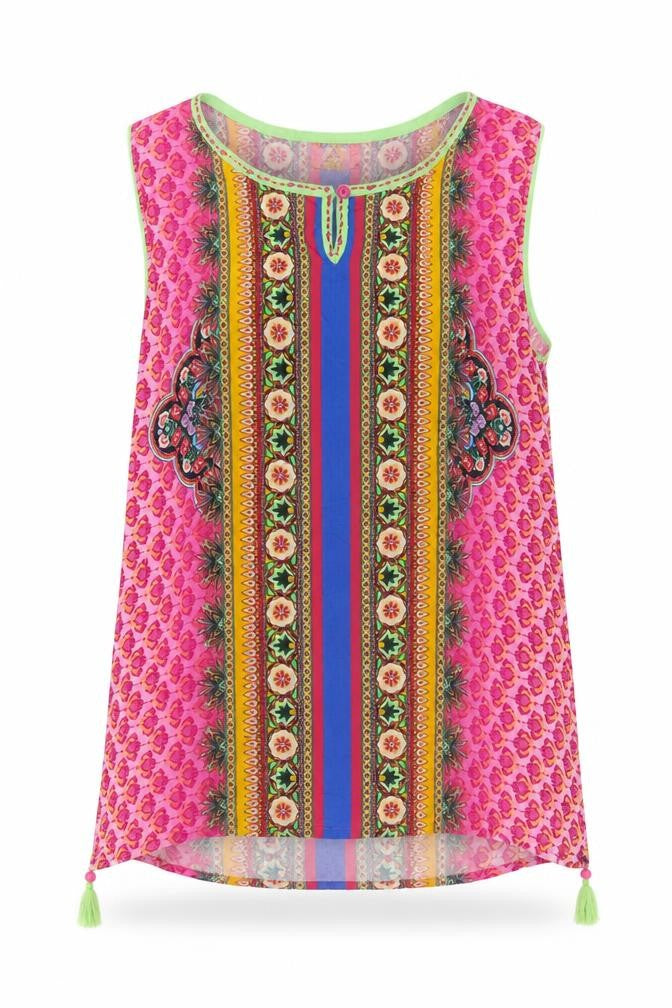 Front view of ATEESA Women's Multicoloured Rayon Sleeveless Top XL