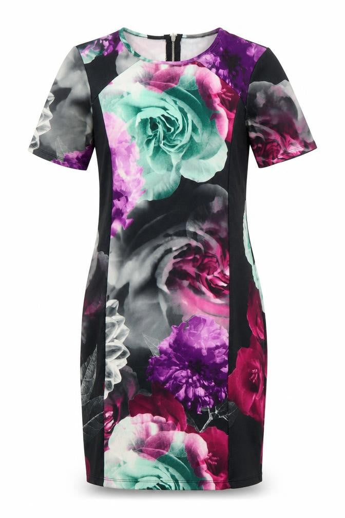 Front view of Lipsy Women's Multicoloured Floral Sheath Dress, size 14